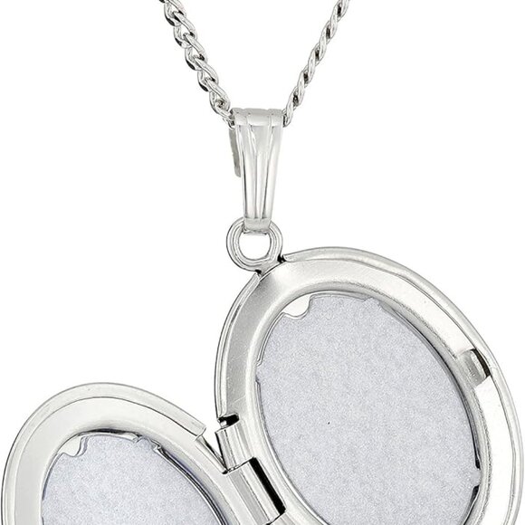 Sterling Silver Oval Locket Necklace 18 in Hidden Pictures Handcrafted USA - Picture 2 of 4